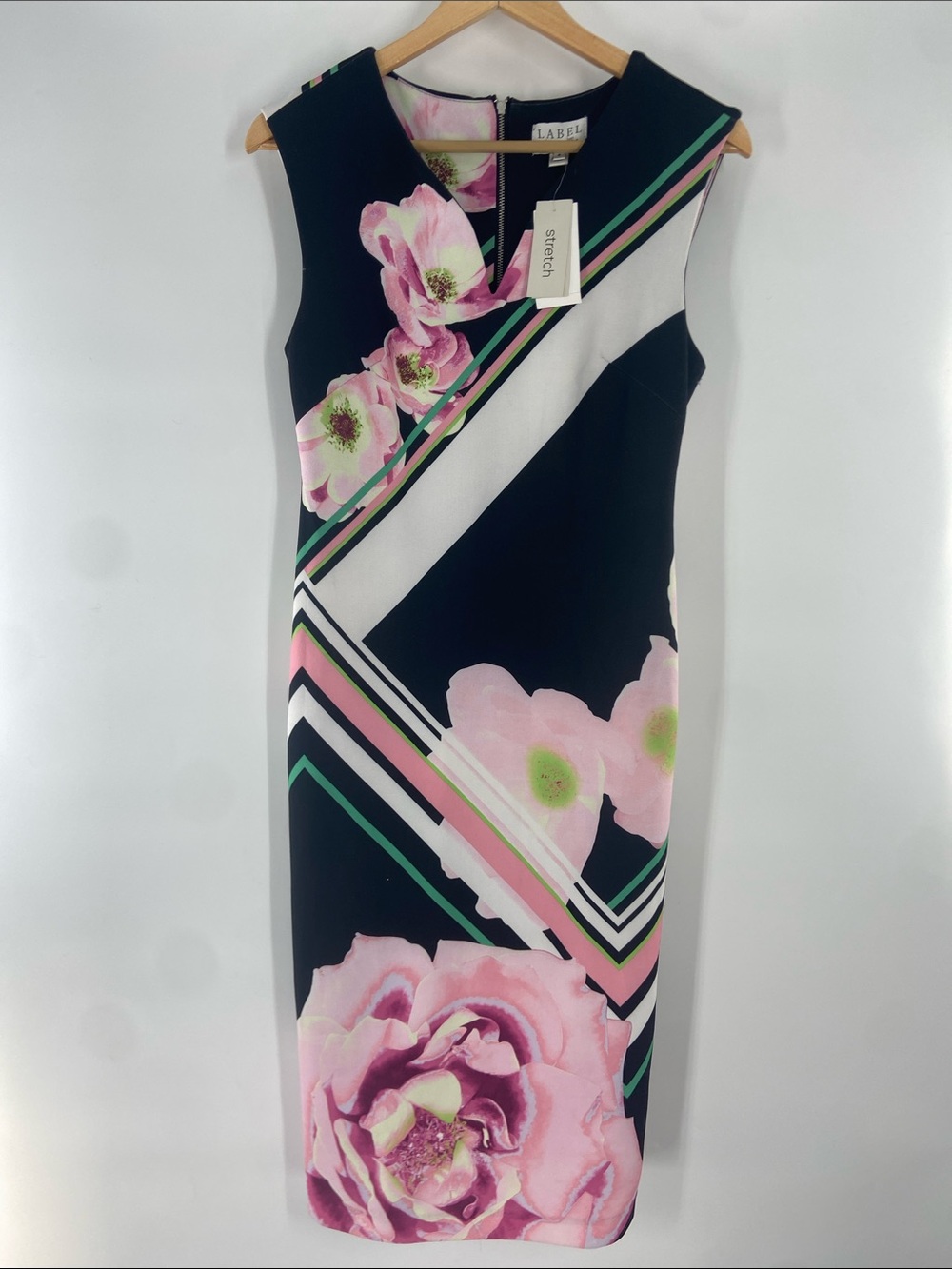 Label by 5 twelve Black and Pink Sleeveless Midi Dress Size 4 NWT